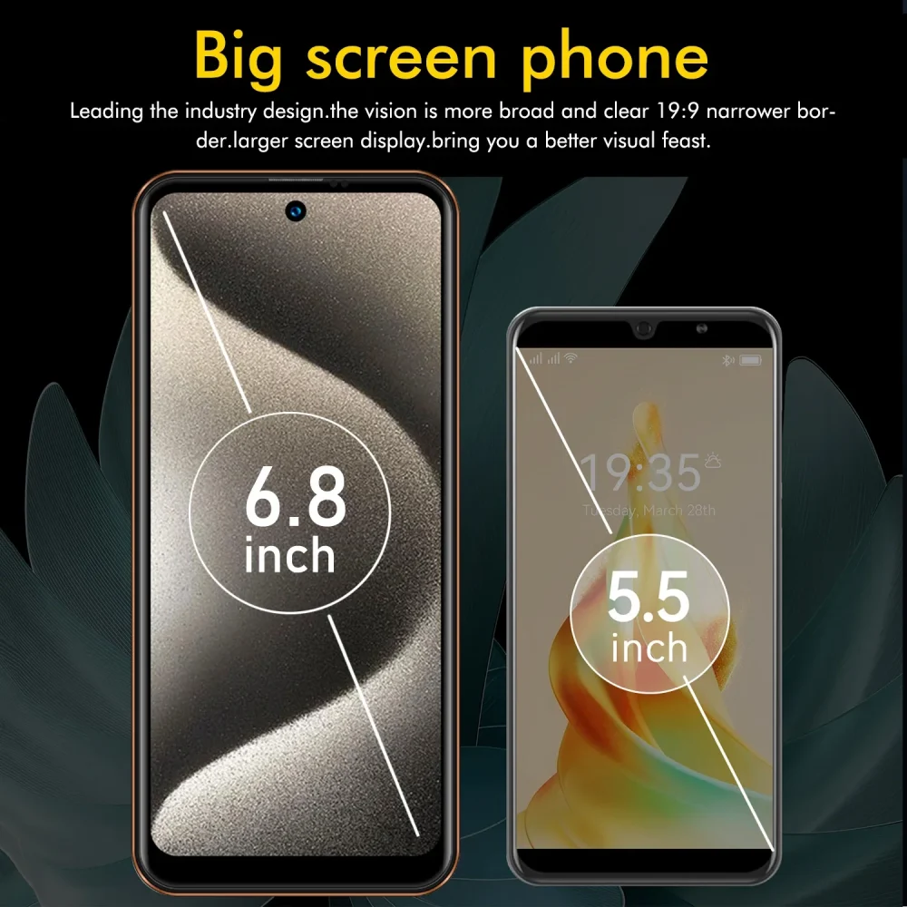 Global Version I16 Pro Max Smartphone Android,6.8'',12GB RAM 512GB ROM,Dual SIM,Mobile phones,Google Play Store,24+48MP,6800mAh - Image 6
